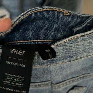 Distressed denim skirt